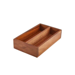 Genware Acacia Wood Bestikbakke Med 2 Rum