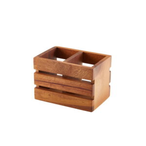 Genware Acacia Wood Bestikholder Med 2 Rum